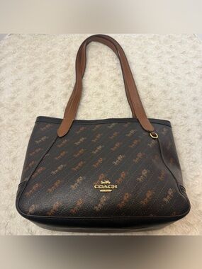 Coach Black and Brown Signature Shoulder Bag